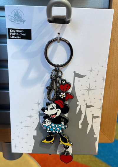 Disney Parks Minnie Mouse Heart Vintage Keychain New with Tag
