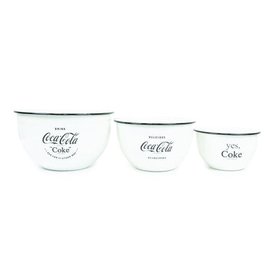 Authentic Coca-Cola Coke Enamelware Mixing Bowl Set of 3 New