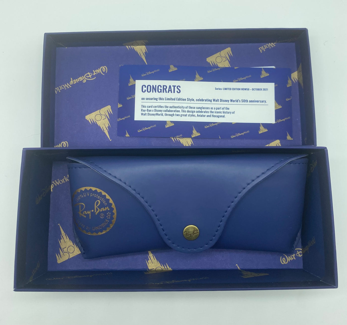 Disney 50th Ray Ban Sunglasses Aviator Large Metal Polar Blue New w Cloth Case