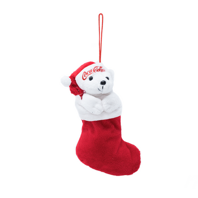Authentic Coca Cola Coke Polar Bear Stocking Plush Christmas Ornament New w Tags