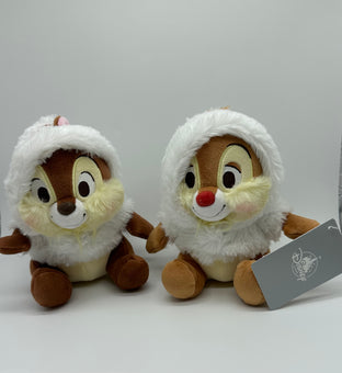 Disney Store Japan Authentic Chip 'n Dale White Winter Hoodie Plush New with Tag