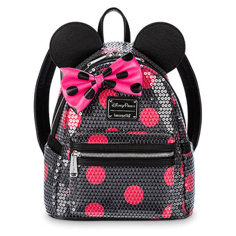 Disney Parks Minnie Mouse Sequined Pink Polka Dot Mini Backpack New with Tags