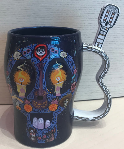 Disney Parks Coco Remember Me Skull Guitar Handle Coffee Mug New
