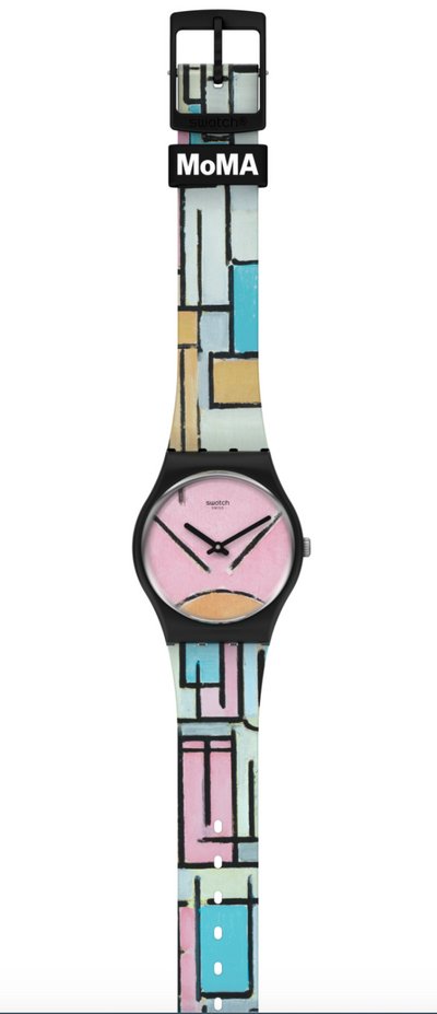 Swatch X MoMa Composition in Oval By Piet Mondrian Watch New with Box