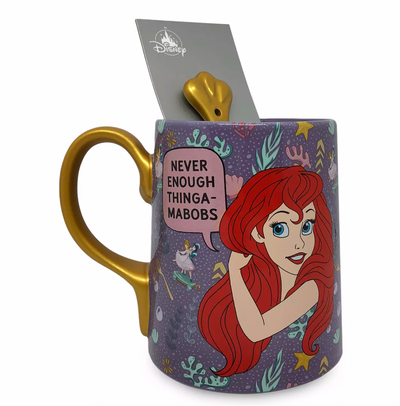 Disney The Little Mermaid Ariel Thingamabob Coffee 20oz Mug and Spoon Set New