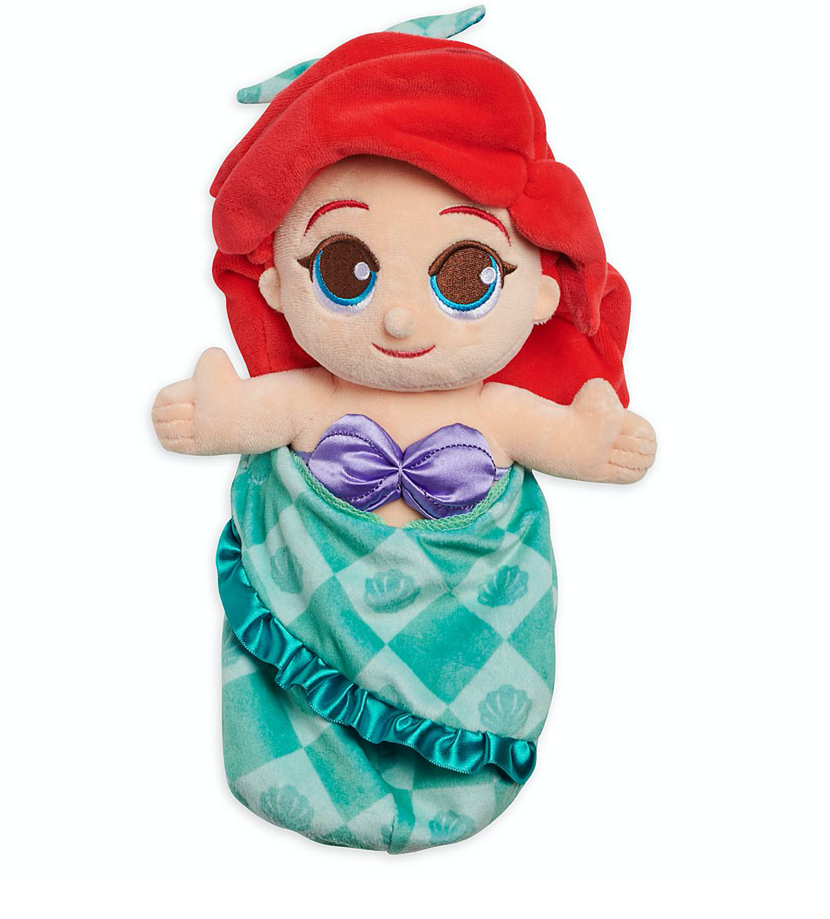 Disney Parks The Little Mermaid Baby Ariel in Blanket Pouch Plush New with Tags