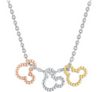 Disney Parks Mickey Three Color Icon Sterling Silver Necklace New with Box