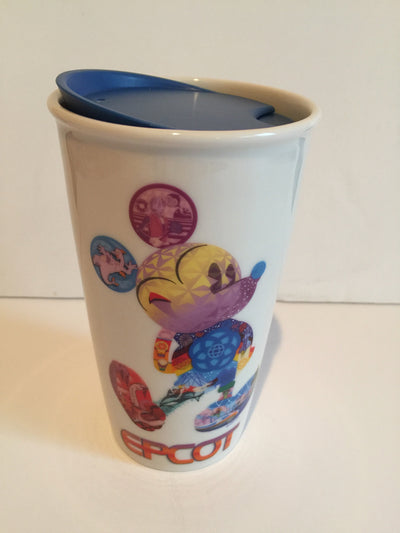 Disney Parks Starbucks Mickey Epcot Ceramic Coffee Tumbler Travel Mug New