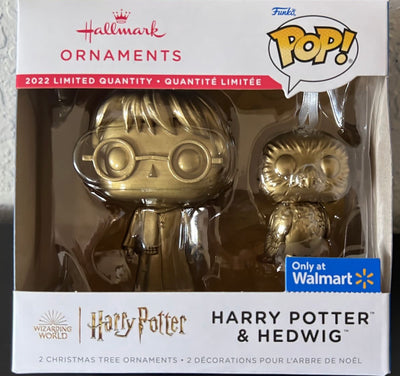 Hallmark 2022 Funko Pop Harry Potter and Hedwig Christmas Ornament Chase Gold