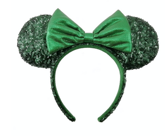 Disney Minnie Sequined Emerald Ear Headband with Bow New with Tag