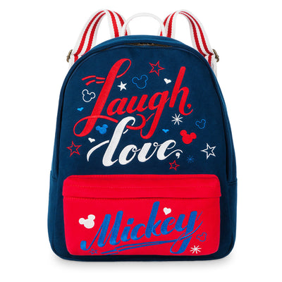 Disney Parks Laugh Love Mickey Americana Cotton Backpack New with Tags