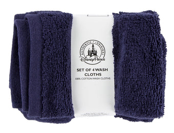 Disney Parks Mickey Icon Cotton Wash Cloth Set of 4 Navy New With Tags