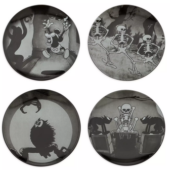Disney The Skeleton Dance and The Haunted House Plate Set 4-Pc. New