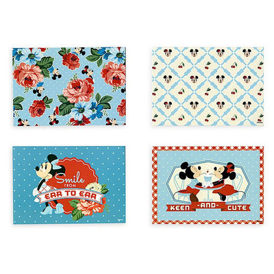 Disney Parks Back in the Day Mickey and Minnie Mouse Retro Notecard Set New