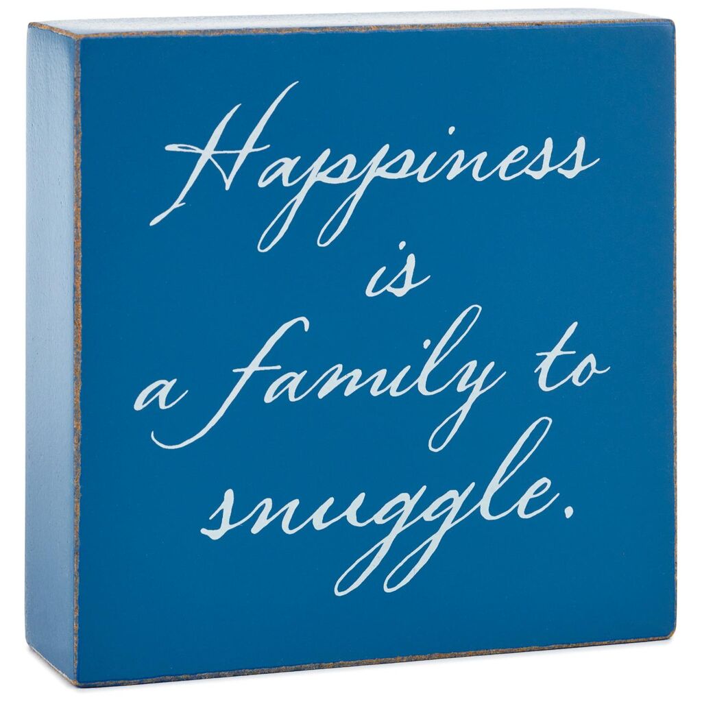 Hallmark Happiness Is a Family to Snuggle Wood Quote Sign New