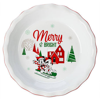 Disney Store Mickey and Minnie Mouse Holiday Pie Dish New