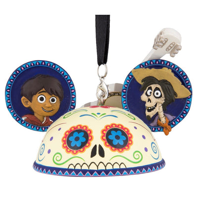 Disney Parks Pixar Coco Guitar Sugar Skull Miguel Hector Ear Hat Ornament New