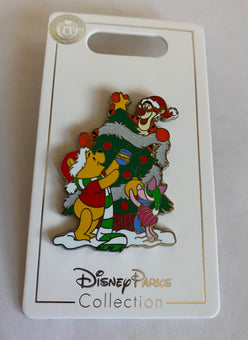 Disney Parks Santa Winnie and Tigger Christmas Holiday Pin Set New with Card