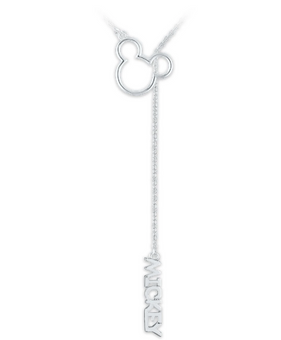 Disney Parks Mickey Lariat Sterling Silver Necklace New with Box