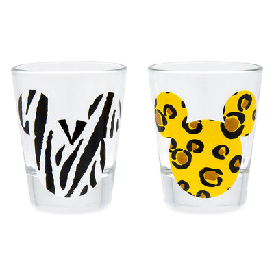 Disney Animal Kingdom Mickey Mouse Animal Print Mini Glass Set Shot Glass New