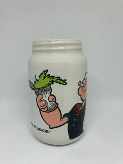 Universal Studios Popeye Spinach Strong to the Finish Jar Coffee Mug New