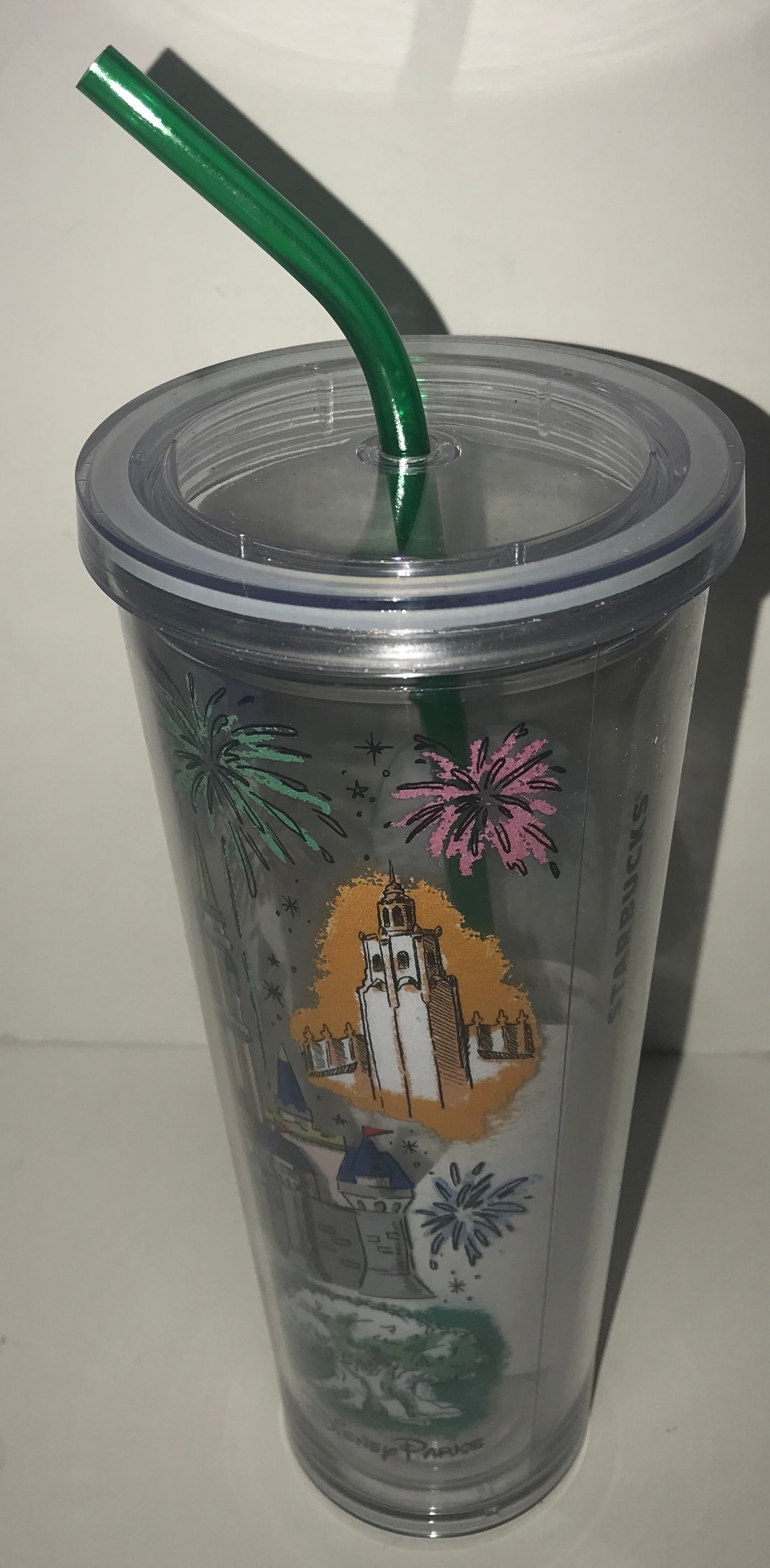 Disney Walt Disney World Starbucks Attractions Acrylic Tumbler w Straw 24oz New