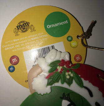 M&M's World Christmas Ornament Green Santa New with Tag