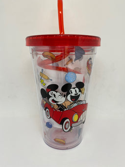 Disney Parks Mickey and Minnie Runaway Railway Tumbler with Straw New
