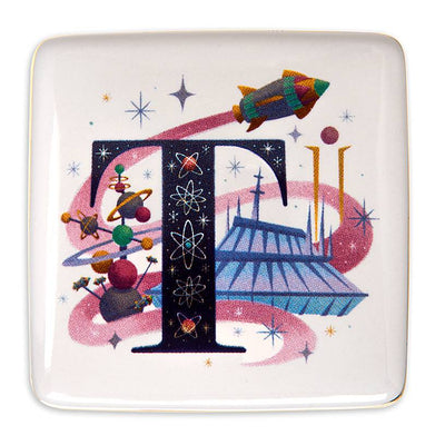 Disney Parks ABC Letters T is for Tomorrowland Ceramic Trinket Box New