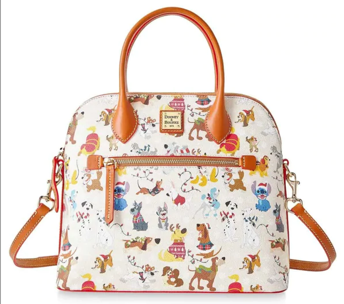 Disney Dogs Santa Tails Christmas Holiday Satchel Bag by Dooney and Bourke New