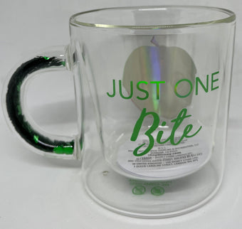 Disney Parks Snow White Poisoned Apple Just One Bite Glass Mug with Glitter New