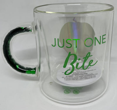 Disney Parks Snow White Poisoned Apple Just One Bite Glass Mug with Glitter New