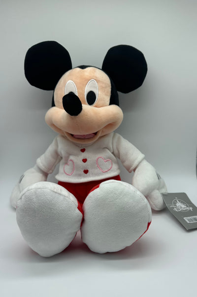 Disney Store Valentine's Day Mickey with Sweater with Hearts Plush New with Tag