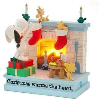 Hallmark Peanuts Snoopy Woodstock Christmas Warms the Heart Figurine Light New