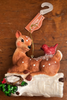Fawn Deer Laying on Birch Log with Red Cardinal Christmas Ornament New with Tag