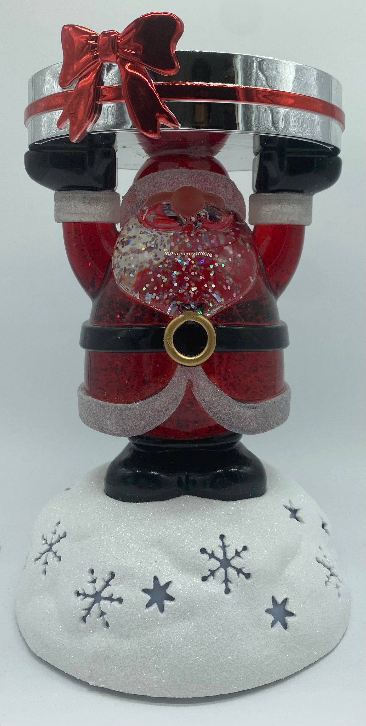 Bath and Body Works Light Up Water Globe Santa Pedestal 3 Wick Candle Holder New