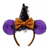 Disney Parks Halloween Minnie Sequined Witch Ear Headband Adults New with Tag