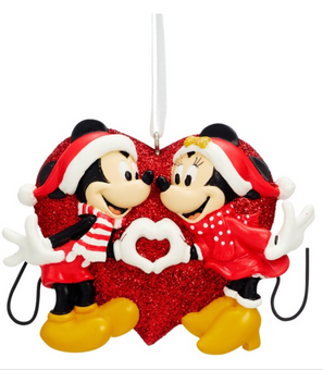 Hallmark Disney Minnie Mickey Love Santa Hat Christmas Tree Ornament New w Box