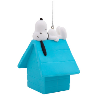 Hallmark Peanuts Snoopy on Blue Doghouse Christmas Tree Ornament New with Tag