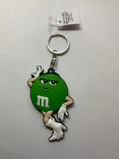 M&M's World Green Character Silhouette PVC Keychain New with Tag