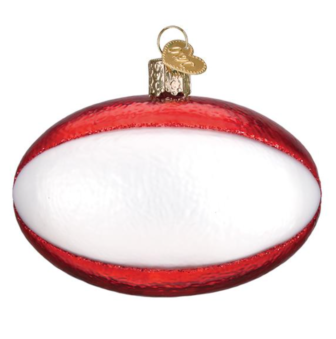Old World Christmas Rugby Ball Glass Christmas Ornament New with Box