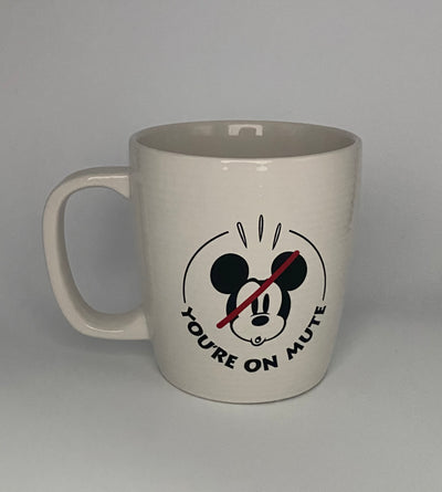 Disney Parks Mickey You're on Mute Ceramic Coffee Mug New