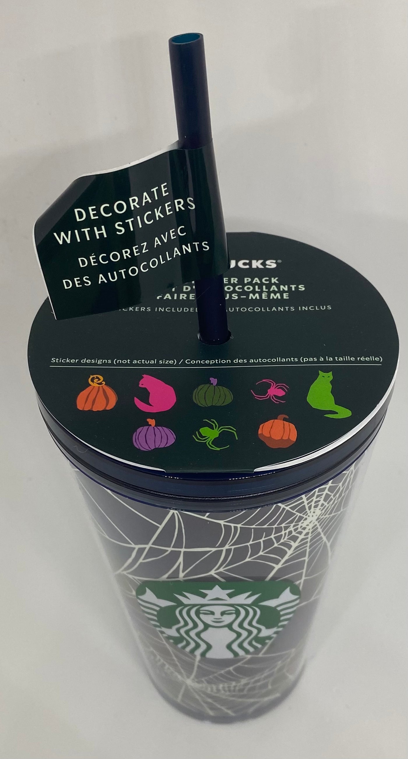 Starbucks Halloween 2021 Glow in the Dark Web Spider with Stickers Tumbler New