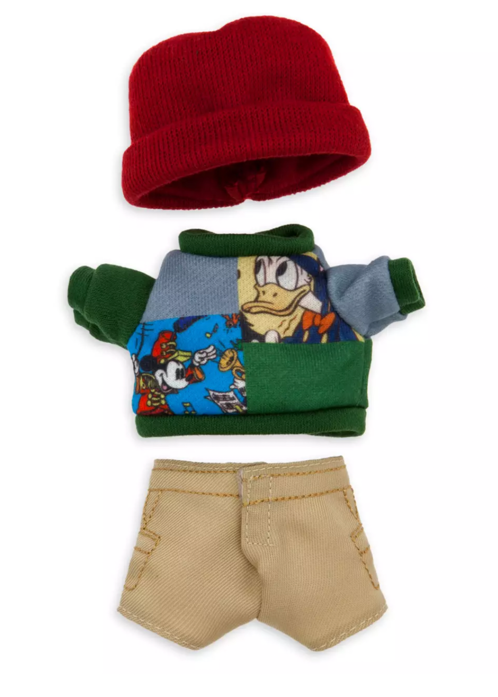 Disney NuiMOs Outfit Hoodie Character Art Beige Shorts and Red Beanie New w Card