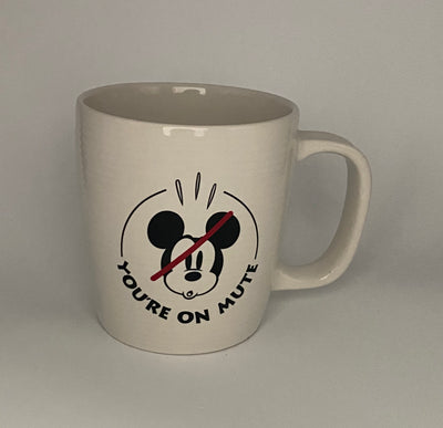 Disney Parks Mickey You're on Mute Ceramic Coffee Mug New