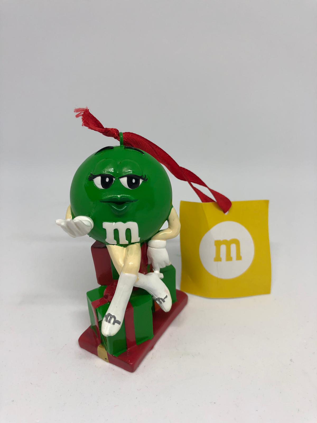 M&M's World Green Character with Presents Resin Christmas Ornament New with Tag