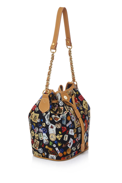 Casablanca Life is a Game Black Bucket Bag Made in Italy by Divo Diva New