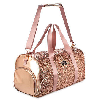 Disney Parks Minnie Sequin Duffel Bag Briar Rose Gold New with Tag
