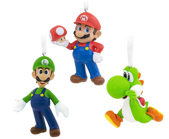 Hallmark Nintendo Super Mario Luigi and Yoshi Christmas Ornaments Set of 3 New