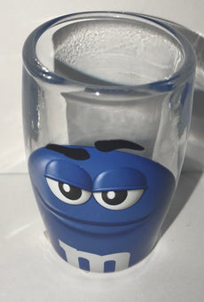 M&M's World Blue Big Face Clear Shot Glass New